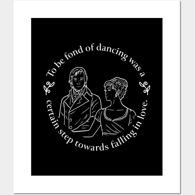 Black and White Pride and Prejudice Dance Quote Design Wall Art by MariOyama